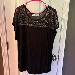 Tempted Hearts Black Blouse with Gold Detailing